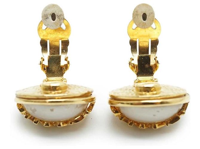 Chanel Orecchini a clip con logo e perle artificiali D'oro - vista 7