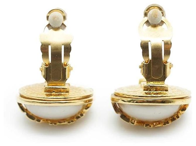 Chanel Orecchini a clip con logo e perle artificiali D'oro - vista 8
