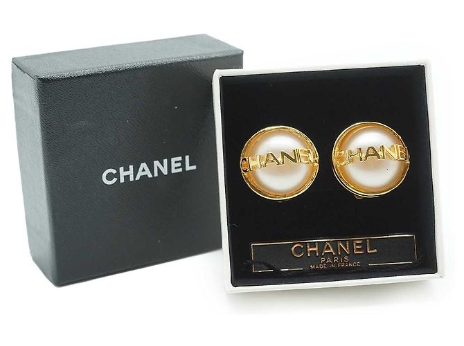 Chanel Orecchini a clip con logo e perle artificiali D'oro - vista 9