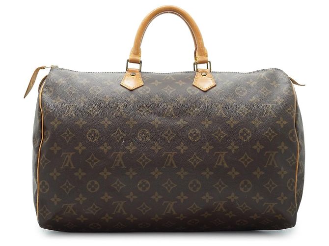 Louis Vuitton Monogram Speedy 40 Tela Marrone Pelle - vista 2