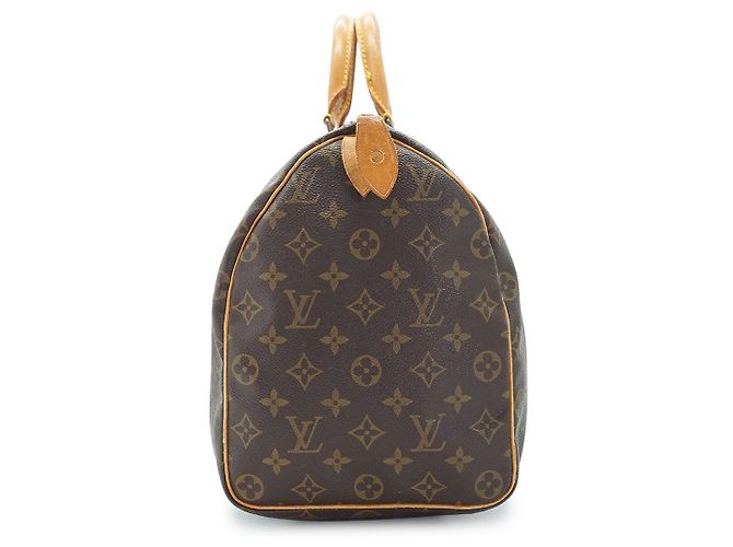 Louis Vuitton Monogram Speedy 40 Tela Marrone Pelle - vista 3