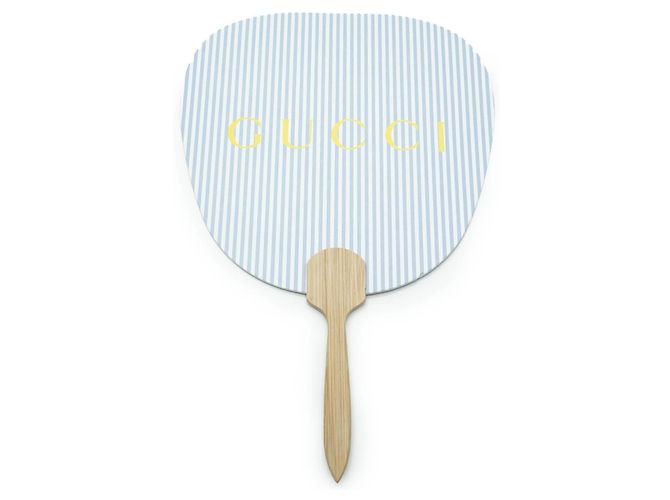 Bamboo Gucci Abanico japonés decorativo de bambú y madera Azul - vista 2
