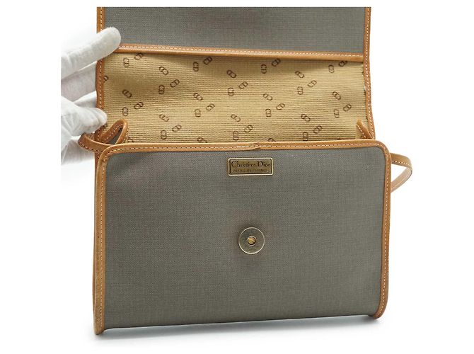 Dior Umhängetasche aus Canvas und Leder Braun Beige Hellblau - Ansicht 11