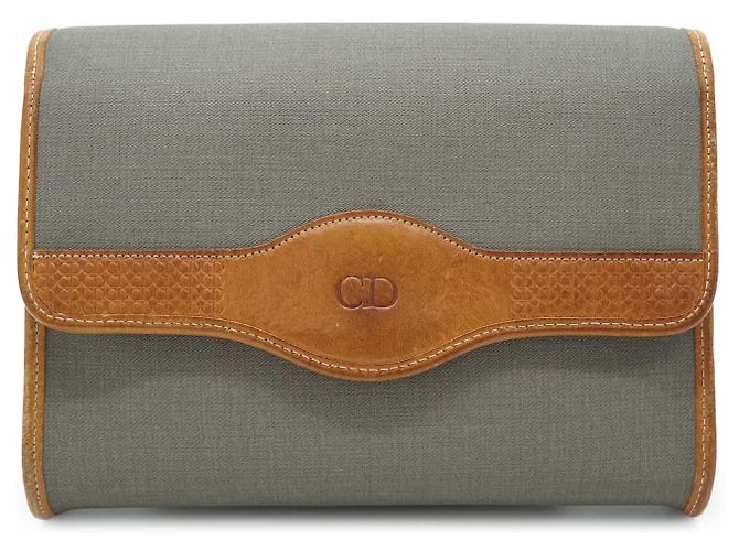 Dior Umhängetasche aus Canvas und Leder Braun Beige Hellblau - Ansicht 2