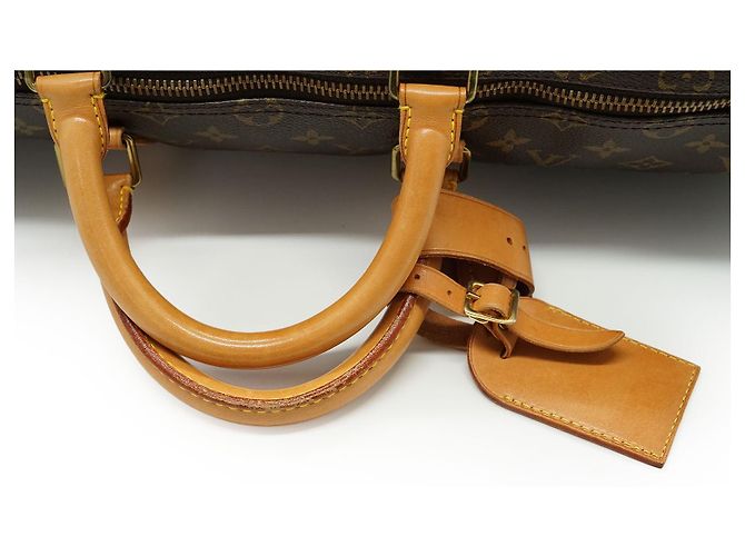 Louis Vuitton Monogram Keepall 50 Marrón Lona Cuero Castaño - vista 10