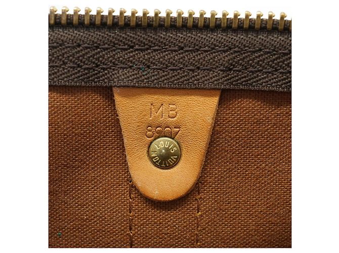 Louis Vuitton Monogram Keepall 50 Marrón Lona Cuero Castaño - vista 14