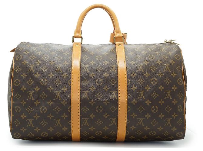 Louis Vuitton Monogram Keepall 50 Marrón Lona Cuero Castaño - vista 2