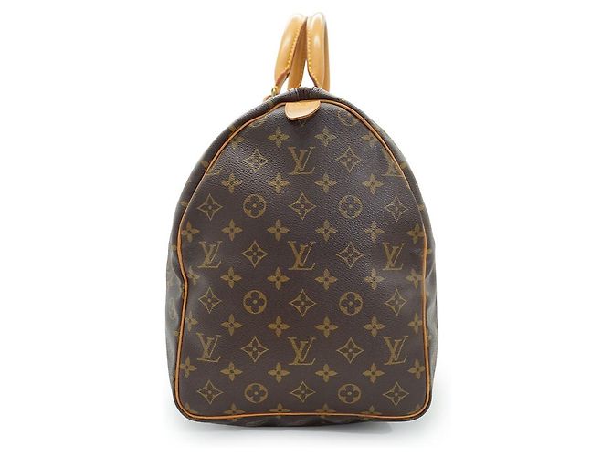 Louis Vuitton Monogram Keepall 50 Marrón Lona Cuero Castaño - vista 3