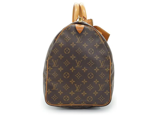 Louis Vuitton Monogram Keepall 50 Marrón Lona Cuero Castaño - vista 4