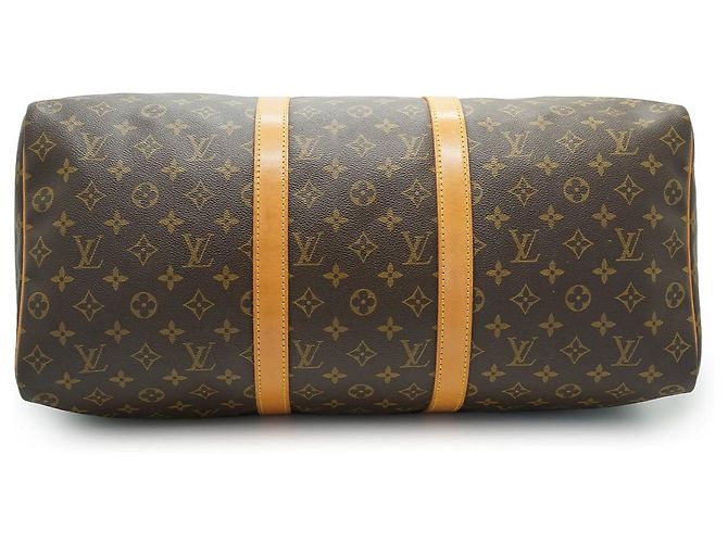 Louis Vuitton Monogram Keepall 50 Marrón Lona Cuero Castaño - vista 5