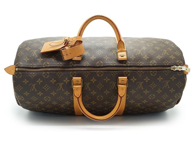 Louis Vuitton Monogram Keepall 50 Marrón Lona Cuero Castaño - vista 8