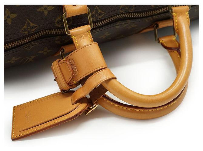 Louis Vuitton Monogram Keepall 50 Marrón Lona Cuero Castaño - vista 9