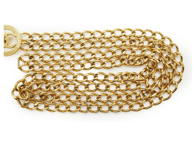 Chanel Doppelketten-Taillengürtel mit CC Sunburst Medaillon Golden - Ansicht 10