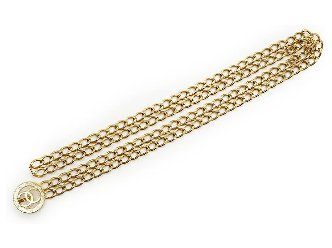 Chanel Doppelketten-Taillengürtel mit CC Sunburst Medaillon Golden - Ansicht 2