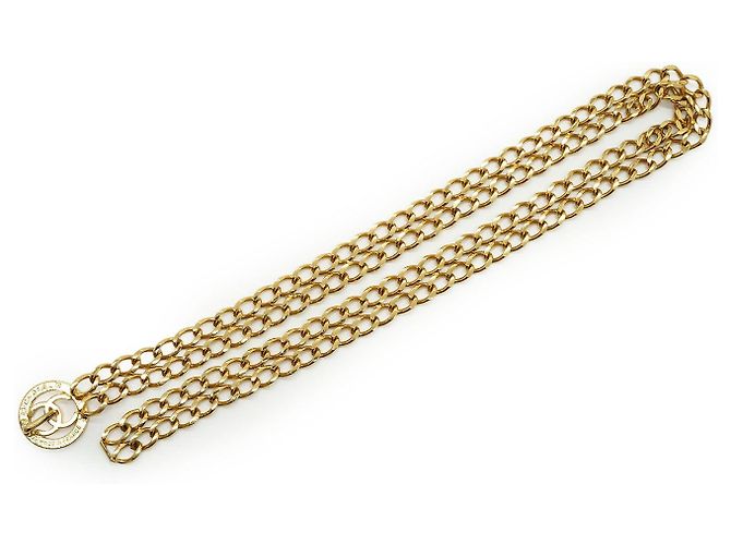 Chanel Doppelketten-Taillengürtel mit CC Sunburst Medaillon Golden - Ansicht 3