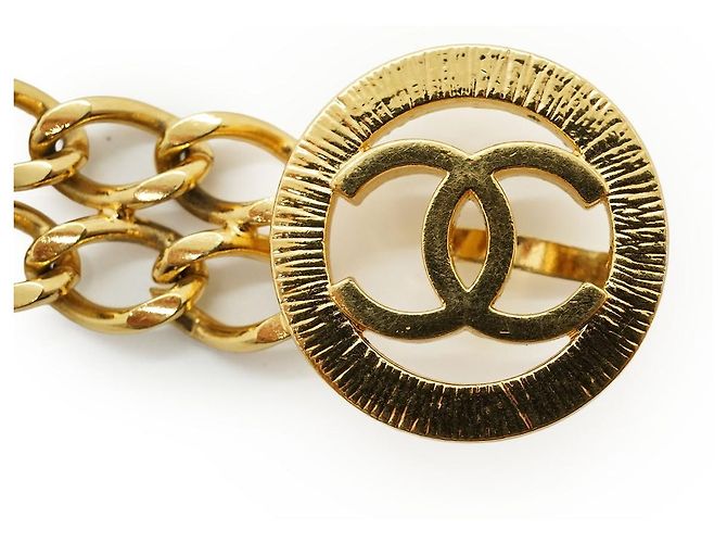 Chanel Doppelketten-Taillengürtel mit CC Sunburst Medaillon Golden - Ansicht 4
