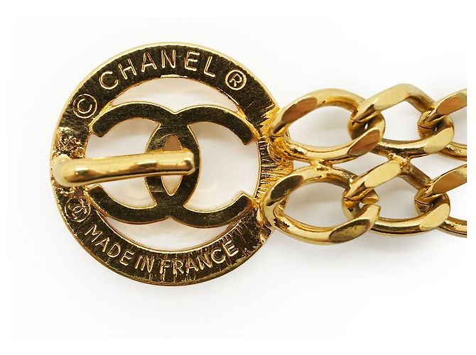Chanel Doppelketten-Taillengürtel mit CC Sunburst Medaillon Golden - Ansicht 9
