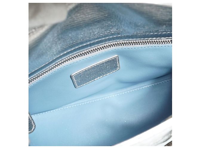 Lady Dior My ABCDior Cannage Pelle di agnello metallizzata Small Argento Blu chiaro - vista 13