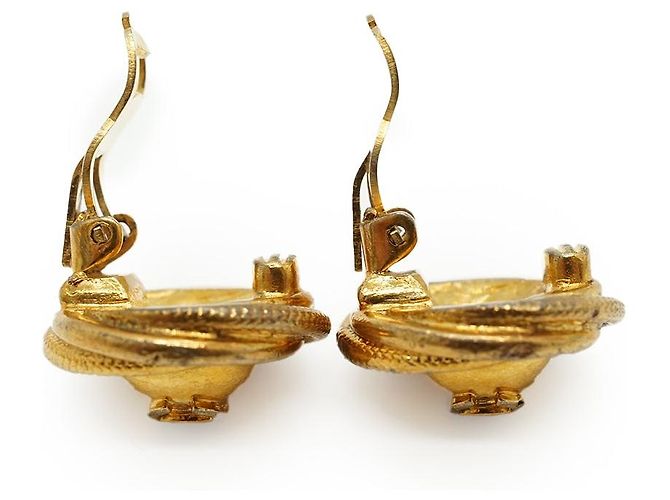 Chanel Boucles d'oreilles clips CC Twisted Round GP Doré - vue 10