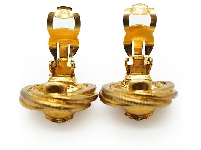 Chanel Boucles d'oreilles clips CC Twisted Round GP Doré - vue 8