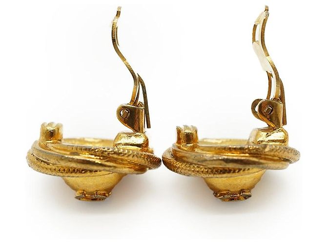 Chanel Boucles d'oreilles clips CC Twisted Round GP Doré - vue 9
