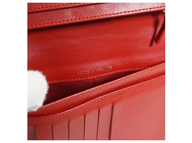 Chanel Camellia Geprägtes Lammleder Bifold Long Wallet Rot - Ansicht 12
