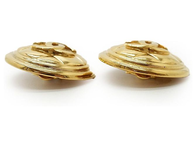 Chanel Boucles d'oreilles clips CC Matelassé GP Doré - vue 5