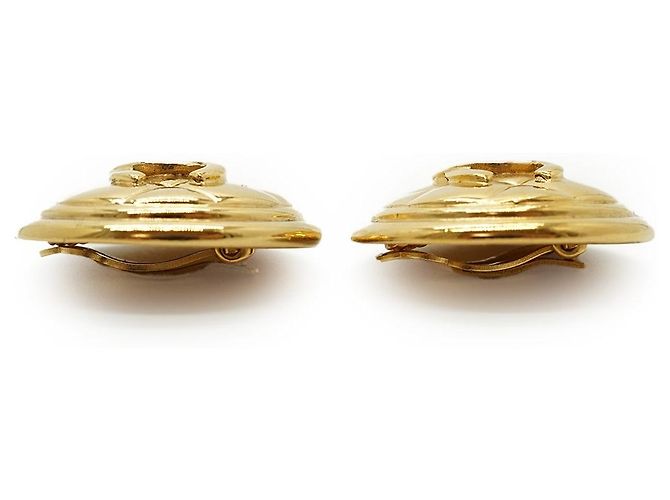 Chanel Boucles d'oreilles clips CC Matelassé GP Doré - vue 6