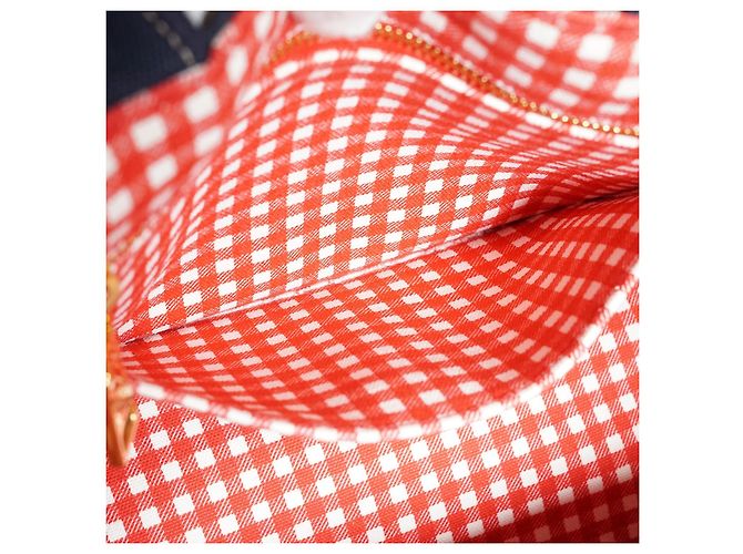 Prada Canapa Tote Baltico em algodão e couro azul marinho Vermelho - vista 15