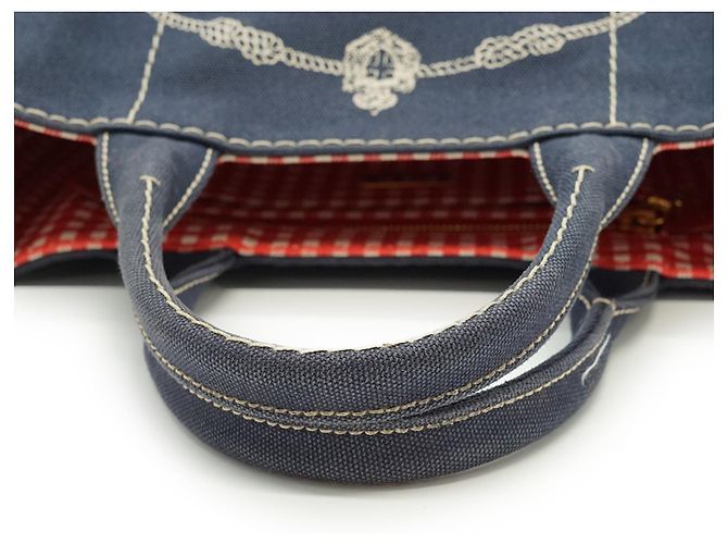 Prada Canapa Tote Baltico Rosso Blu navy - vista 10