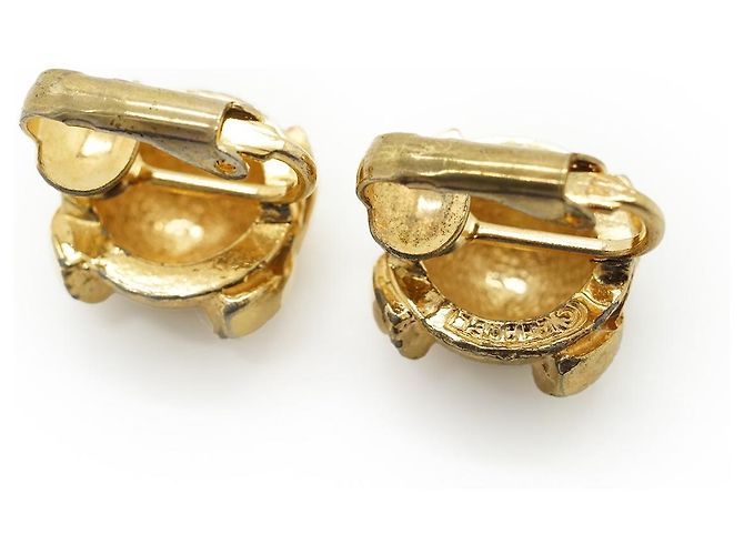 Chanel Orecchini a clip rotondi Vintage CC D'oro - vista 10