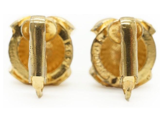 Chanel Orecchini a clip rotondi Vintage CC D'oro - vista 3