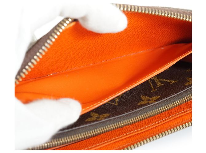Louis Vuitton Monogram Portefeuille Clemence Piment Long Wallet Marron Orange - vue 11