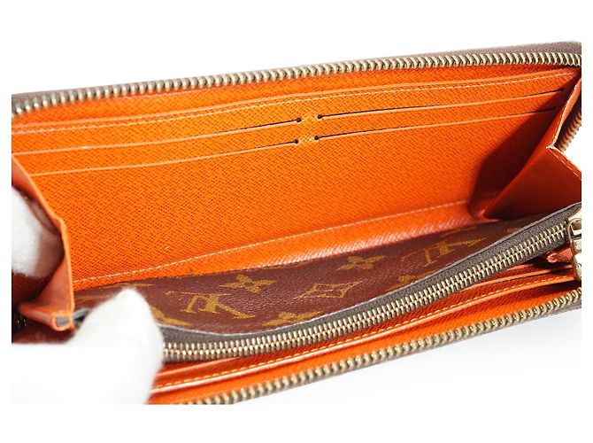 Louis Vuitton Monogram Portefeuille Clemence Piment Long Wallet Marron Orange - vue 12