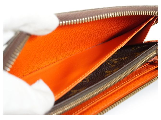 Louis Vuitton Monogram Portefeuille Clemence Piment Long Wallet Marron Orange - vue 13