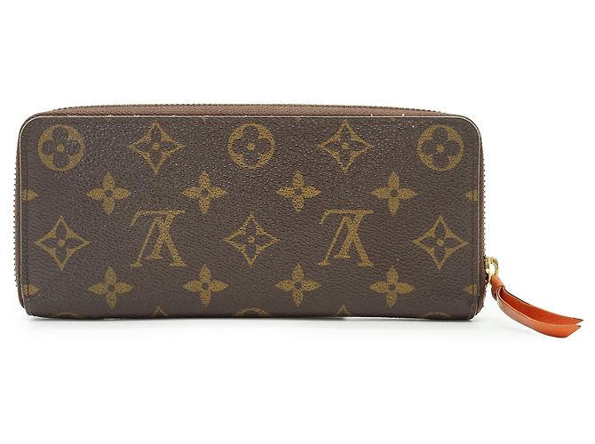 Louis Vuitton Monogram Portefeuille Clemence Piment Long Wallet Marron Orange - vue 2