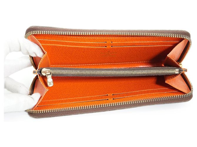 Louis Vuitton Monogram Portefeuille Clemence Piment Long Wallet Marron Orange - vue 9