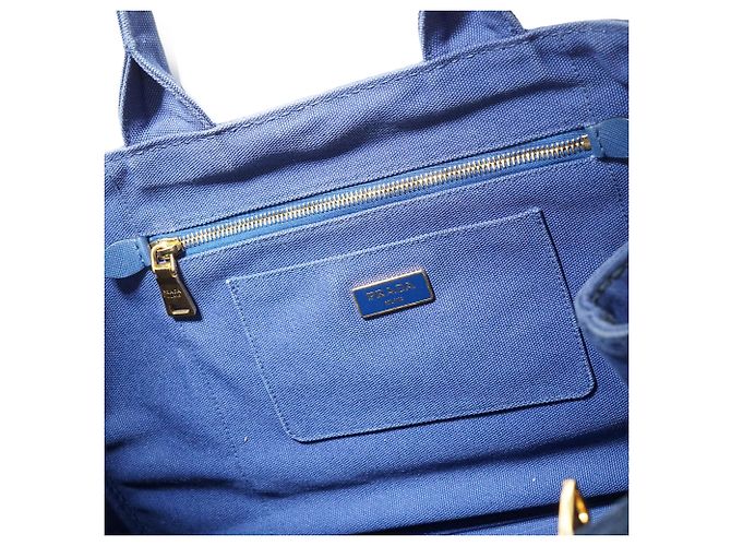 Prada Vintage Large Canapa Tote Bleu - vue 11