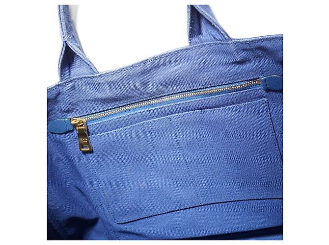 Prada Vintage Large Canapa Tote Bleu - vue 12
