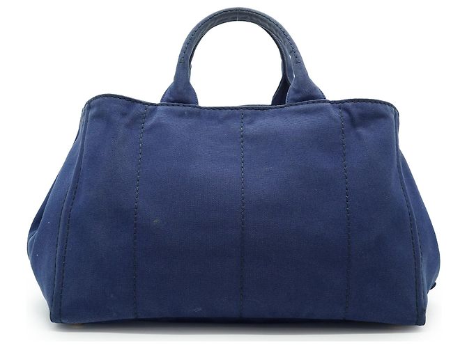 Prada Vintage Large Canapa Tote Bleu - vue 3