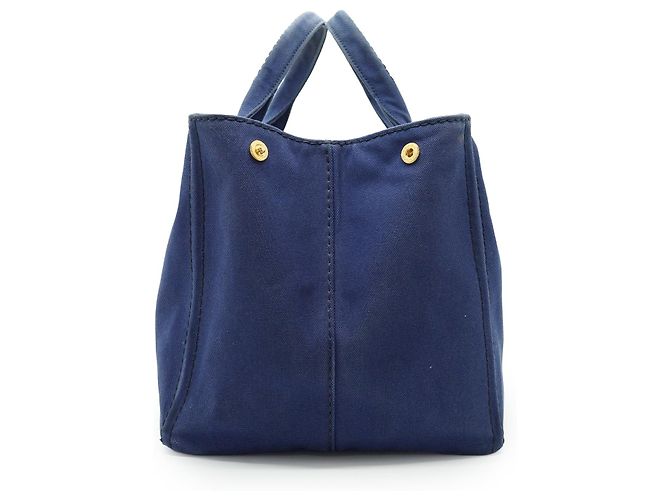Prada Vintage Large Canapa Tote Bleu - vue 4