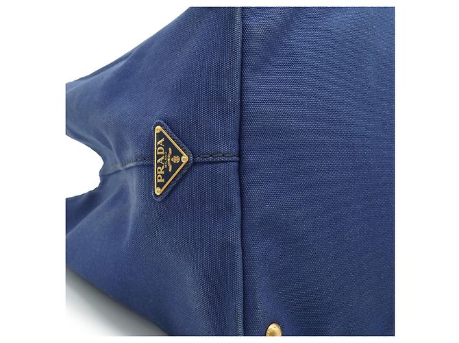 Prada Vintage Large Canapa Tote Bleu - vue 7