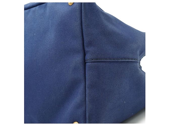 Prada Vintage Large Canapa Tote Bleu - vue 8