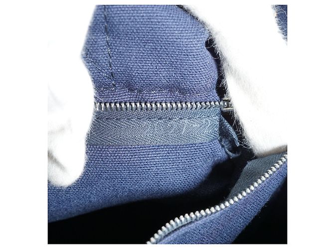 Hermès Fourre-Tout PM Marine Grün Oliv Baumwolle Leder Olivgrün Marineblau - Ansicht 13