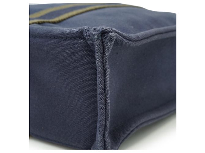 Hermès Fourre-Tout PM Marine Grün Oliv Baumwolle Leder Olivgrün Marineblau - Ansicht 7