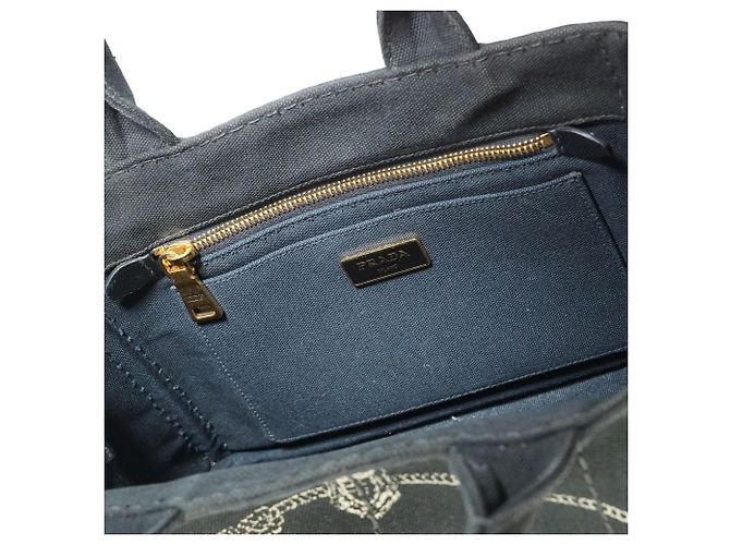 Prada Canapa Tote Mini Black Cotton Leather - view 11