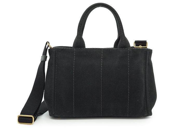 Prada Canapa Tote Mini Black Cotton Leather - view 2