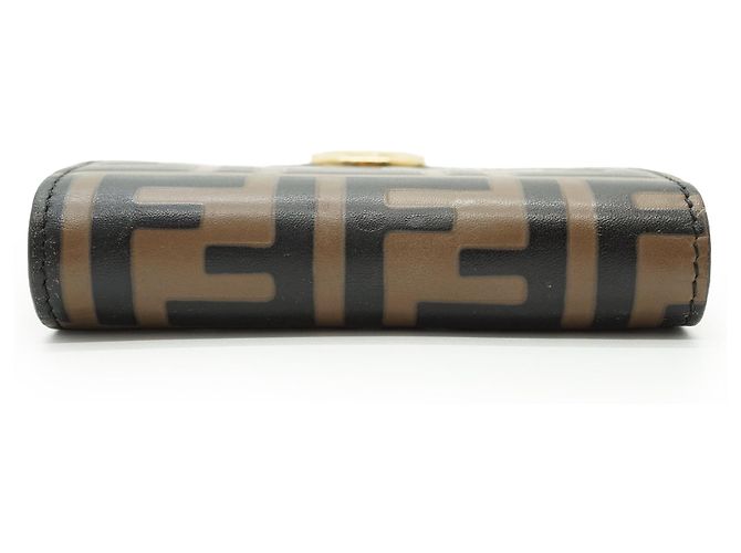 Fendi Zucca Compact Chain Wallet Brown - view 6