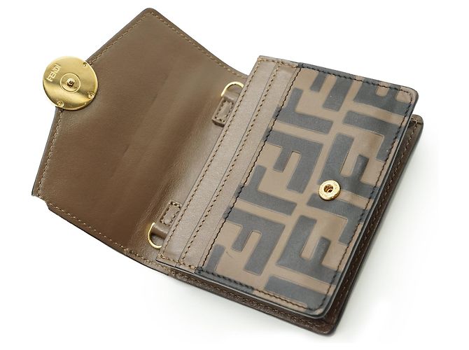 Fendi Zucca Compact Chain Wallet Brown - view 9