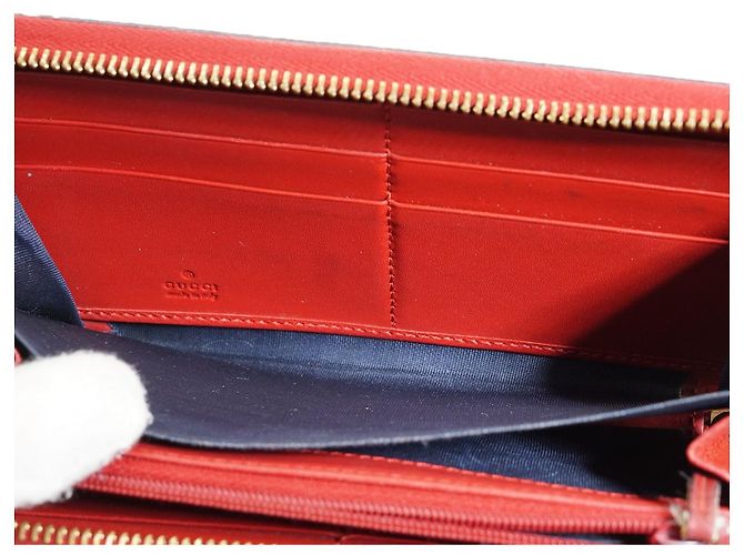 Gucci Portafoglio lungo con zip Blooms in canvas rivestito GG Supreme Rosso Blu Beige - vista 11